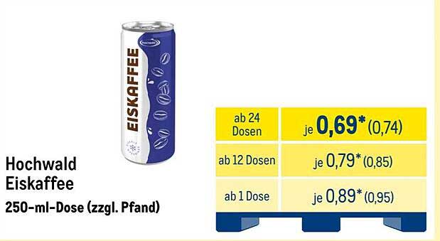 Hochwald Eiskaffee 250-ml-Dose (zzgl. Pfand)