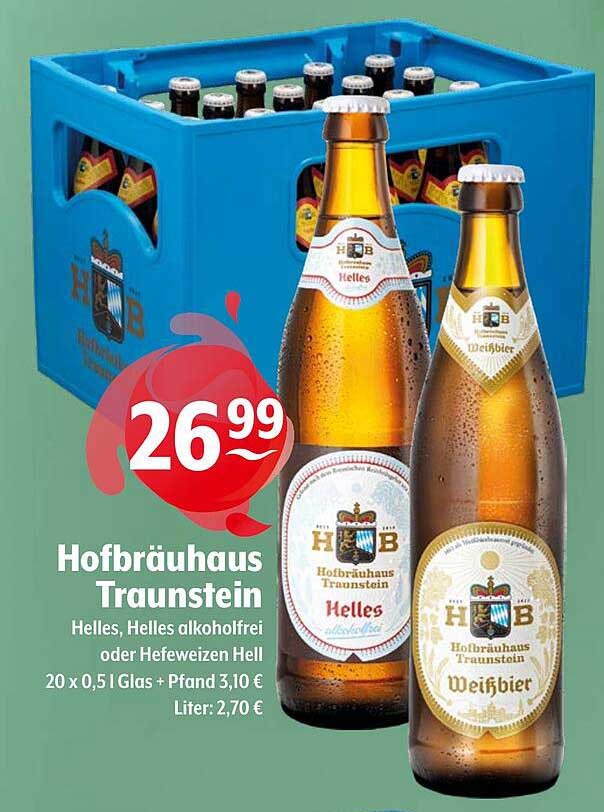 Hofbräuhaus Traunstein Helles, Helles alkoholfrei oder Hefeweizen Hell 20 x 0,5 l
