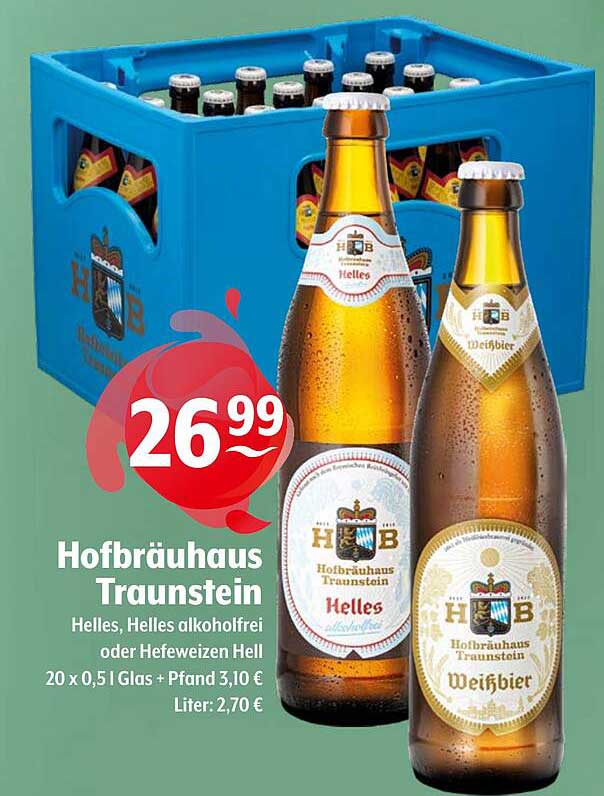 Hofbräuhaus Traunstein Helles und Hefeweizen Hell – 20 x 0,5 l
