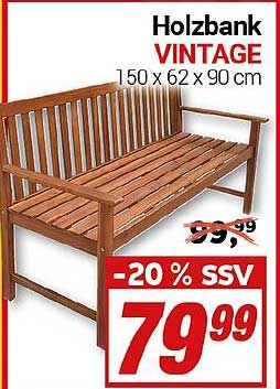 Holzbank VINTAGE 150 x 62 x 90 cm