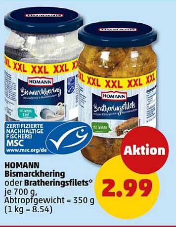 HOMANN Bismarckhering oder Bratheringfilets 700 g