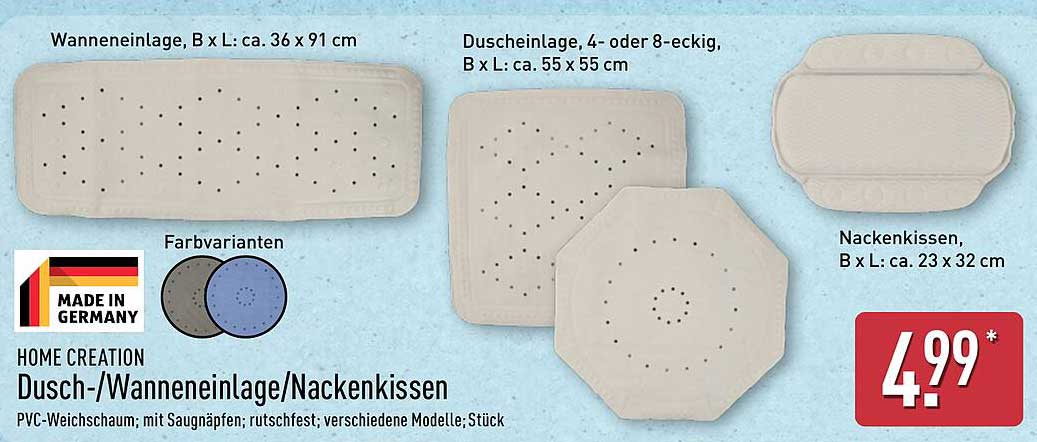HOME CREATION Dusch-/Wanneeinlage/Nackenkissen