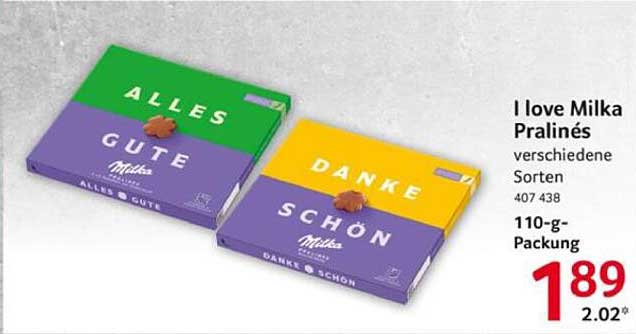 I love Milka Pralinés – verschiedene Sorten 110-g-Packung