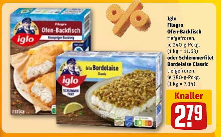 Iglo Filegro Ofen-Backfisch oder Schlemmerfilet Bordelaise Classic
