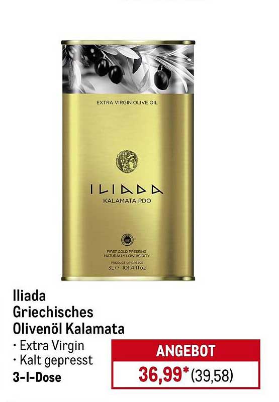 Iliada Griechisches Olivenöl Kalamata – Extra Virgin – 3-I-Dose