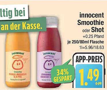 innocent Smoothie oder Shot je 250/80ml Flasche