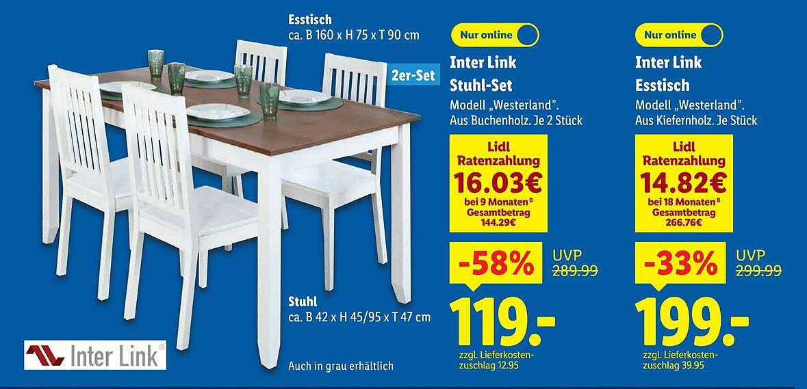 Inter Link Esstisch und Stuhl-Set "Westerland"
