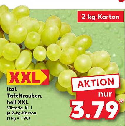 Ital. Tafeltrauben, hell XXL im 2-kg-Karton