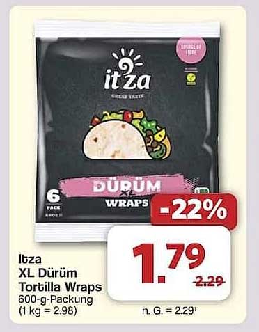 Itza XL Dürüm Tortilla Wraps 600-g-Packung