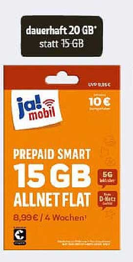 jā! mobil Prepaid Smart 15 GB Allnet Flat