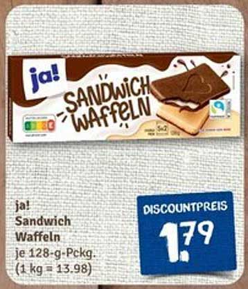 ja! Sandwich Waffeln 128-g-Packung