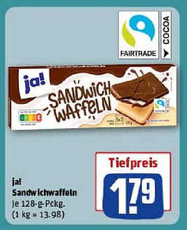ja! Sandwichwaffeln 128-g-Pack