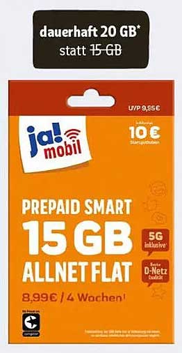 JAB Mobil Prepaid Smart - 20 GB Allnet Flat
