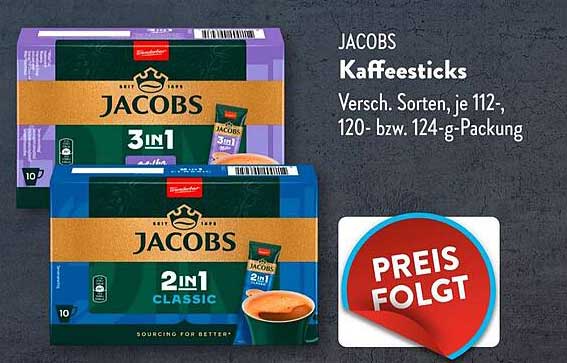 JACOBS Kaffee sticks, Verschiedene Sorten je 112-, 120- bzw. 124-g-Packung