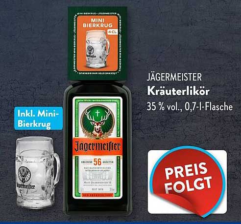 Jägermeister Kräuterlikör 0,7 l inkl. Mini-Bierkrug