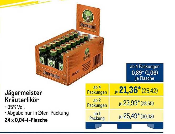 Jägermeister Kräuterlikör 24 x 0,04 l - ab 21,36 €