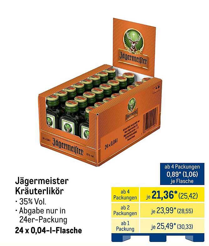 Jägermeister Kräuterlikör 24 x 0,04 l