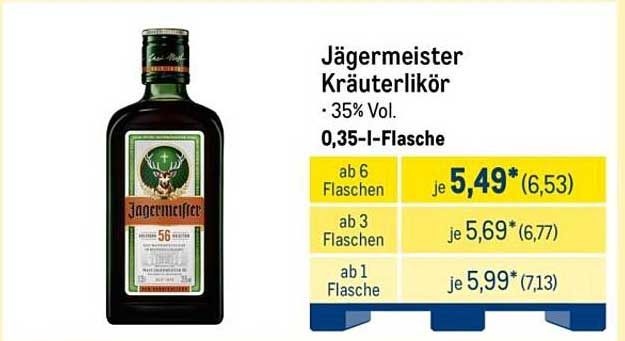 Jägermeister Kräuterlikör - 35% Vol. - 0,35-l-Flasche