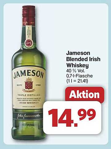 Jameson Blended Irish Whiskey 0,7 l - Aktion