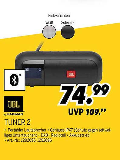 JBL Tuner 2 - Tragbarer Lautsprecher mit DAB+ Empfang