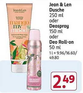 Jean & Len Dusche 250 ml oder Deospray 150 ml oder Deo Roll-on 50 ml