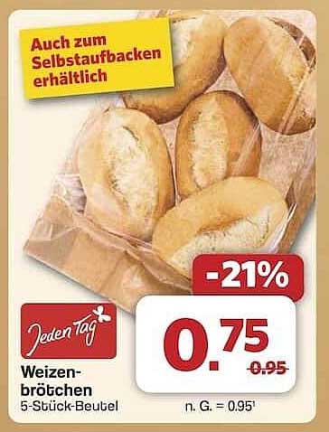 Jeden Tag Weizenbrötchen 5-Stück-Beutel
