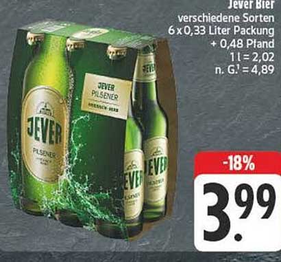 Jever Bier verschiedene Sorten 6 x 0,33 Liter Packung