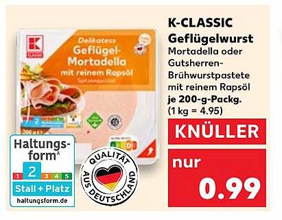 K-CLASSIC Geflügelmortadella mit reinem Rapsöl