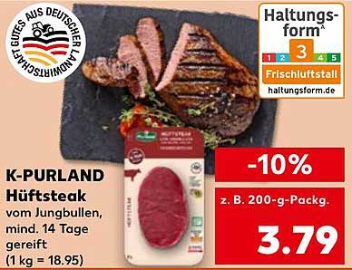 K-Purland Hüftsteak vom Jungbullen, 200 g für nur 3,79 €