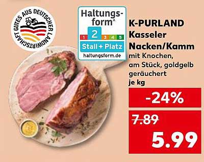 K-PURLAND Kasseler Nacken/Kamm mit Knochen, am Stück, goldgelb geräuchert