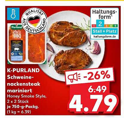 K-PURLAND Schweinenackensteak mariniert - Honey Smoke Style