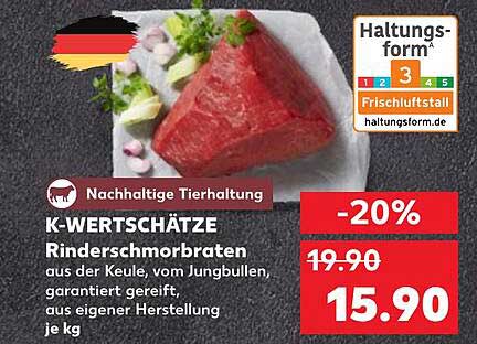 K-WERTSCHÄTZE Rinderschmorbraten aus der Keule - 20% Rabatt