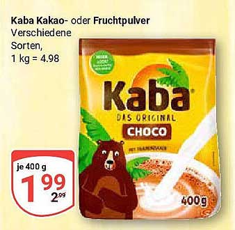 Kaba Kakao- oder Fruchtpulver 400 g