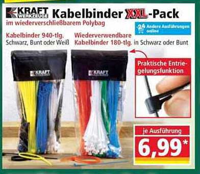 Kabelbinder XXL-Pack im wiederverwendbaren Polybag