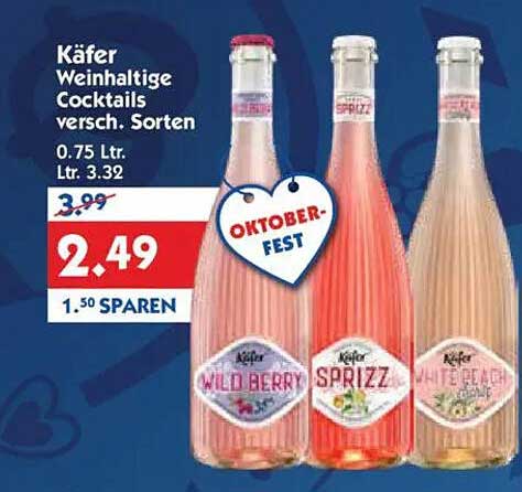 Käfer Weinhaltige Cocktails - Verschiedene Sorten
