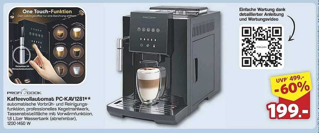 Kaffeevollautomat PC-KAV1281 von ProfiCook - Nur 199,- (statt 499,-)!