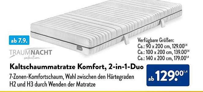 Kaltschaummatratze Komfort, 2-in-1-Duo