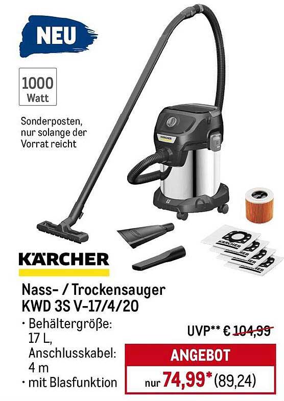 Kärcher Nass-/Trockensauger KWD 3 S V-17/4/20