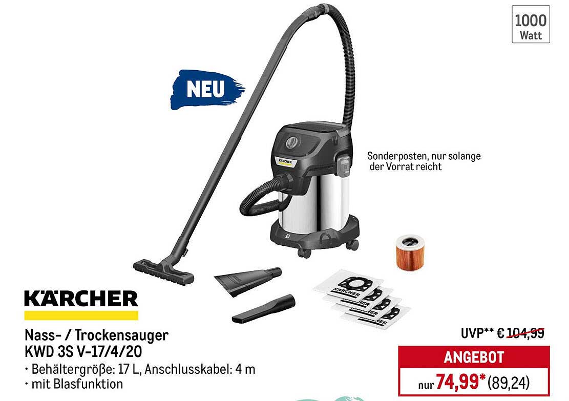 KÄRCHER Nass- / Trockensauger KWD 3S V-17/4/20