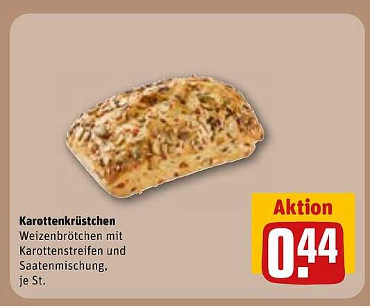 Karottenkrüstchen - Weizenbrötchen mit Karottenstreifen und Saatenmischung, je St.
