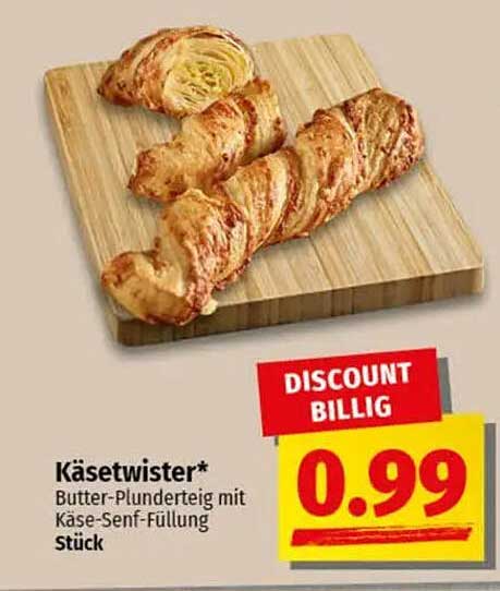 Käsetwister* Butter-Plunderteig mit Käse-Senf-Füllung Stück