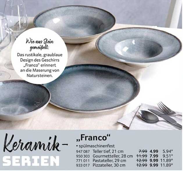 Keramik-Serie "Franco" - Spülmaschinenfest