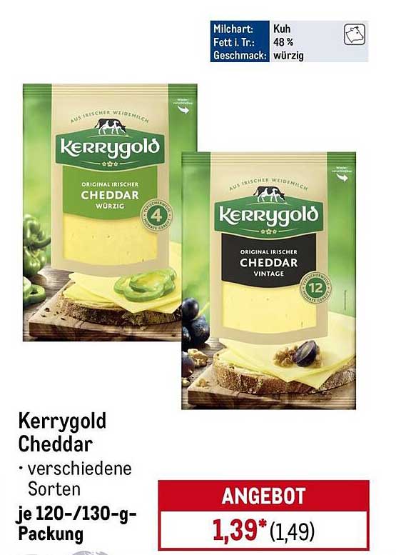 Kerrygold Cheddar - verschiedene Sorten je 120–130-g-Packung
