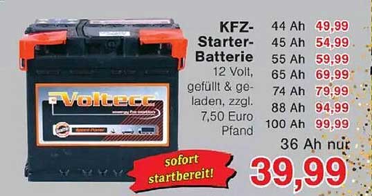 KFZ-Starterbatterie 36 Ah für nur 39,99 €