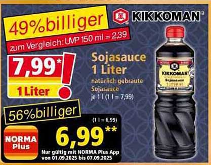 Kikkoman Sojasauce 1 Liter - natürlich gebraute Sojasauce