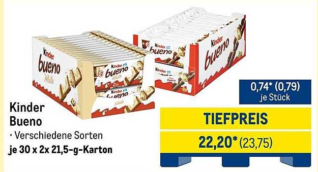 Kinder Bueno – Verschiedene Sorten im Karton