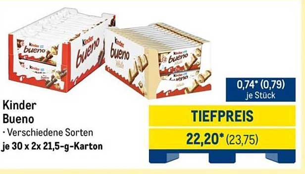 Kinder Bueno - Verschiedene Sorten im Karton