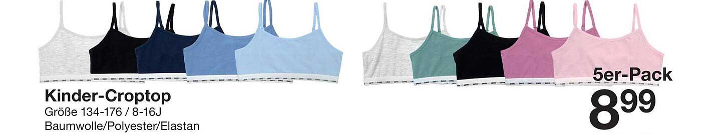 Kinder-Croptop 5er-Pack