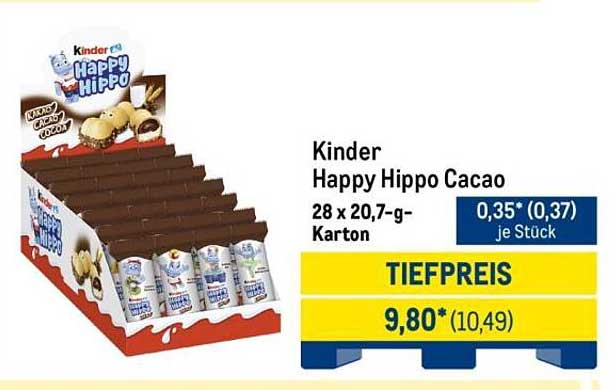 Kinder Happy Hippo Cacao 28 x 20,7 g - Karton