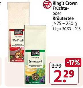 King's Crown Früchtetee oder Kräutertee 75-250 g